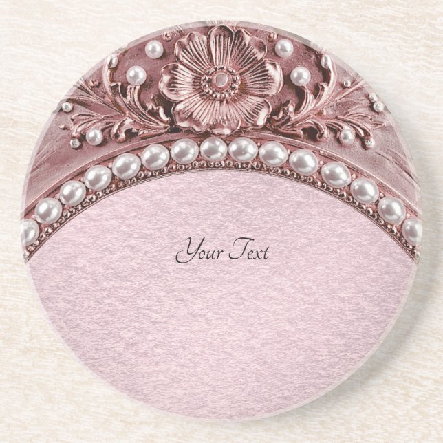 Pink Flower Sandstone Coaster (Front)