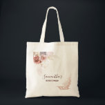 Pink Flower Script Terracotta Bridesmaid Tote Bag<br><div class="desc">Elevate your bridesmaid gifts with our pink floral tote bag,  a perfect blend of modern design and practicality. Featuring a watercolor pink floral with elegant foliage and space to personalize to make a one of a kind accessory,  these home essentials bring a touch of classic charm to your possessions.</div>