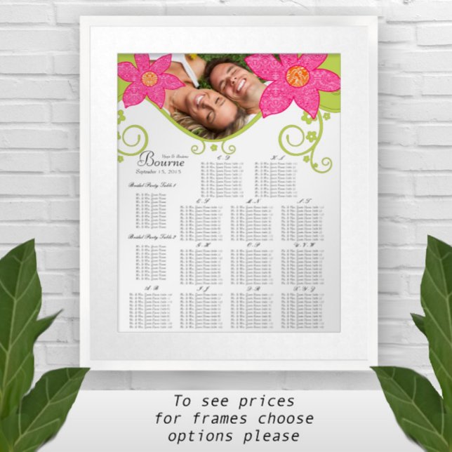 Pink Flower SeatingChart Table Number Alphabetical Poster (Creator Uploaded)