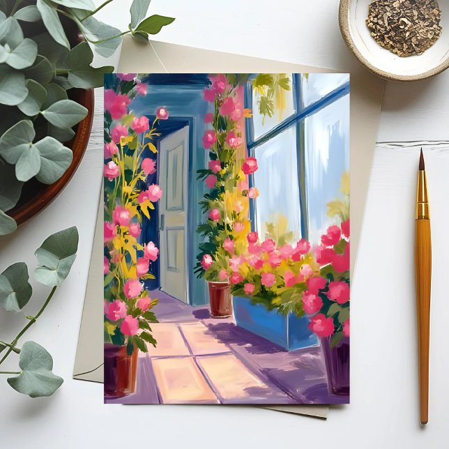 Pink Flower Shop Roses Floral Painting Postcard (Creator Uploaded)