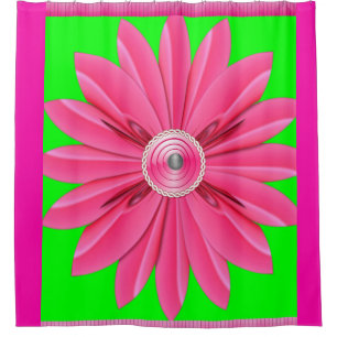pink flower showercurtain green shower curtain