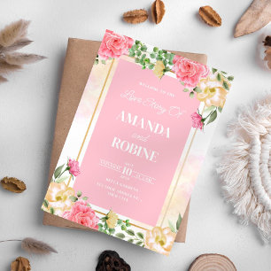 Pink Flower Simple Wedding Invitation