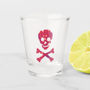 Pink Flower Skull Shot Glass