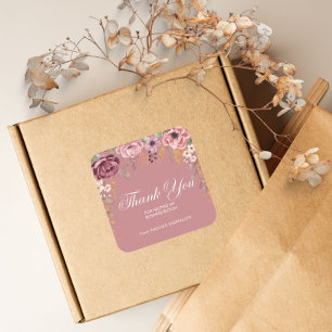 Pink Flower Small Business Thank You Stickers