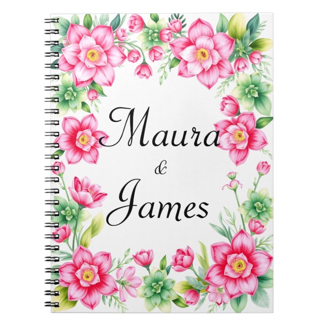 Pink Flower Spiral Photo Notebook (Front)