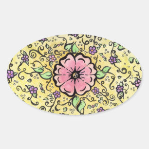 Pink Flower - Spring Oval Sticker