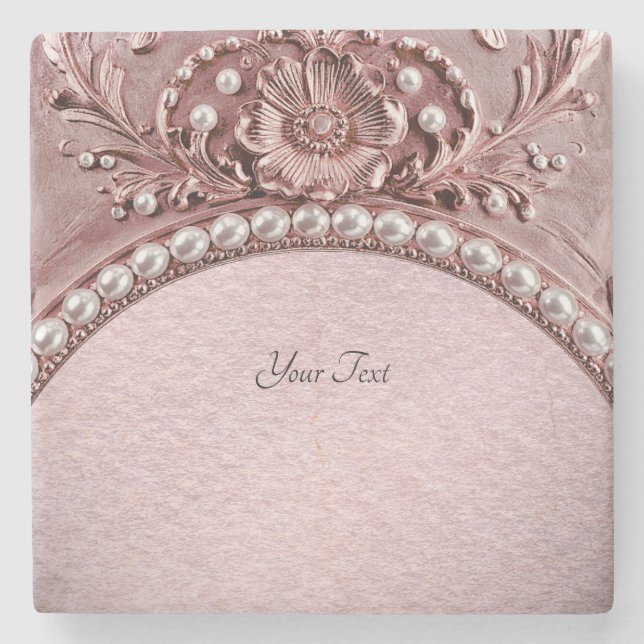 Pink Flower Stone Coaster (Front)
