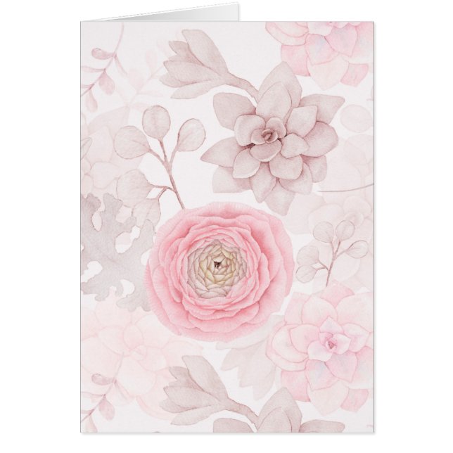 Pink Flower Succulent Illustration Summer Pattern (Front)