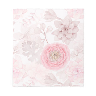 Pink Flower Succulent Illustration Summer Pattern Notepad