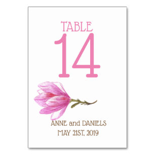 Pink Flower Table Number Cards