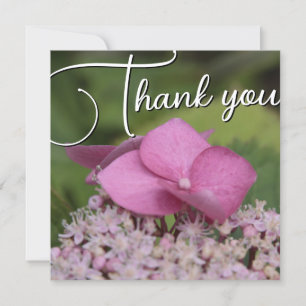 Pink flower title green background customizable te thank you card