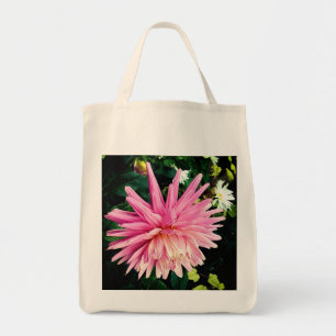 Pink flower tote bag