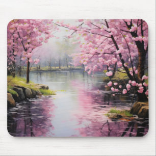 Pink Flower Tree Nature Mouse Pad