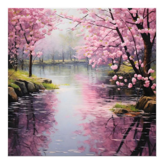 Pink Flower Tree Nature Photo Print (Front)