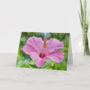 Pink Flower Tropical Hibiscus Floral Art Note Card