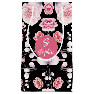 pink flower vintage pattern   Custom Monogram Small Gift Bag