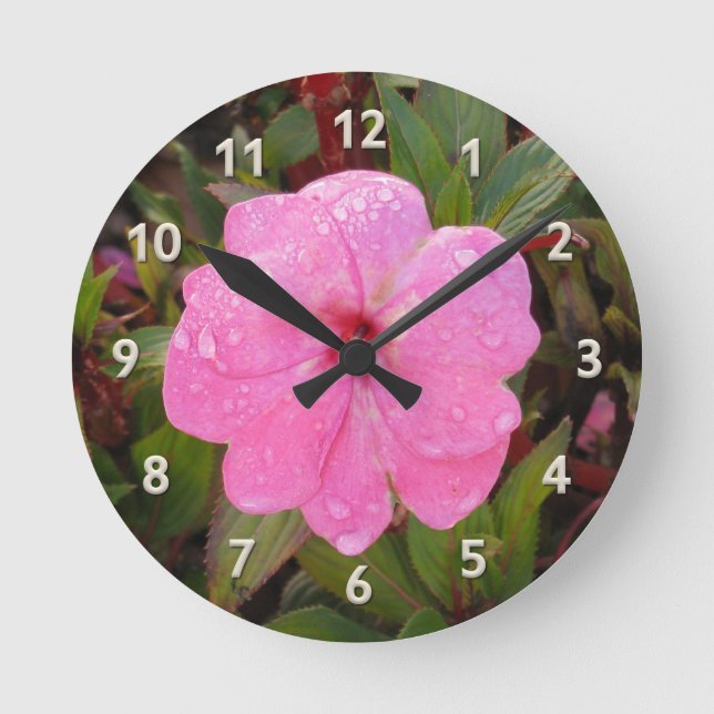 Pink Flower wall clock (Front)