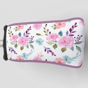 Pink flower watercolor seamless golf head cover