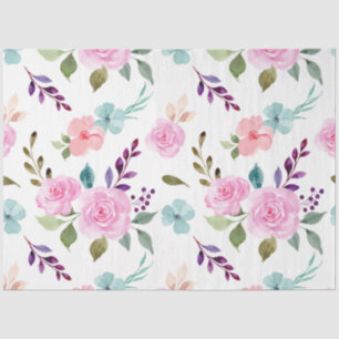 Pink flower watercolor seamless tissue paper