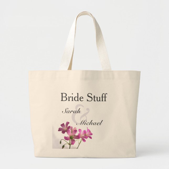Pink Flower Wedding Gear Tote (Front)