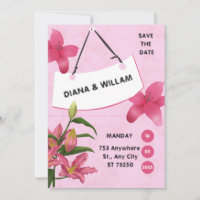 Pink Flower Wedding Invitation