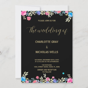 Pink Flower Wedding Invitations