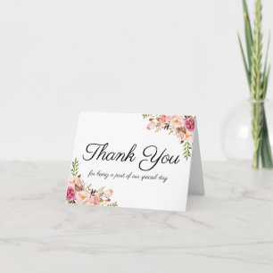 Pink Flower Wedding Party Vendor Thank You Card