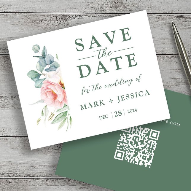 Pink Flower Wedding Save the Date Card (Creator Uploaded)