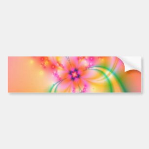 Pink Flower With Ribbons Bumper Sticker