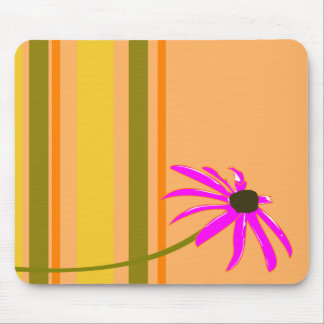 Pink Flower With Stripes Mouse Pad