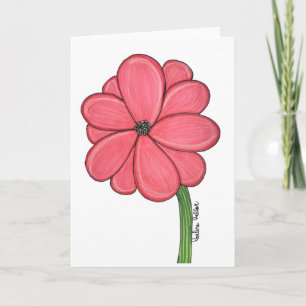 Pink Flower with White background blank Card