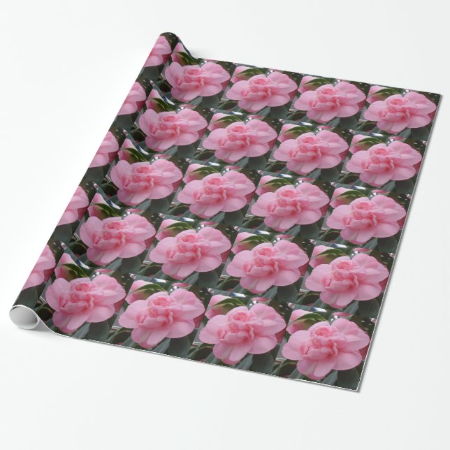 Pink Flower Wrapping Paper (Unrolled)