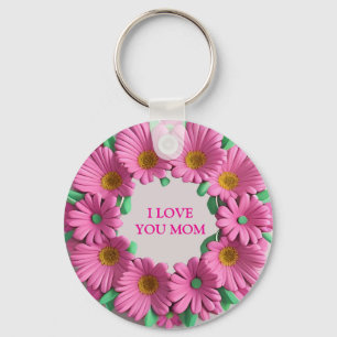 Pink Flower Wreath with Daisy Petals Key Ring