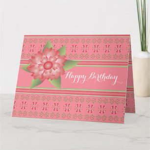 Pink Flowered Birthday Card