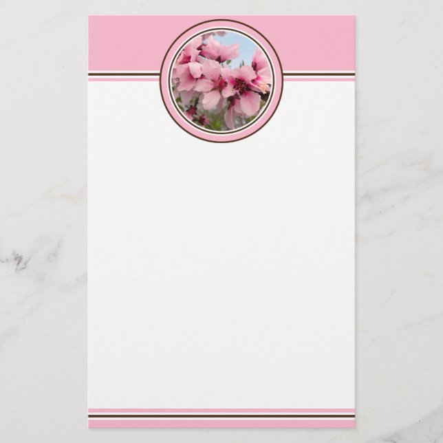Pink Flowering Branch Stationery - Pink (Front)