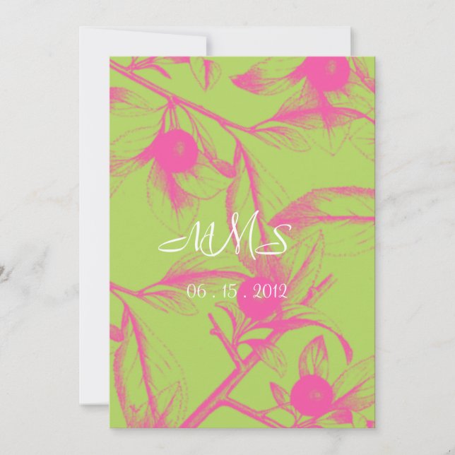Pink Flowering Branch Wedding Invitation (Front)
