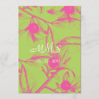Pink Flowering Branch Wedding Invitation