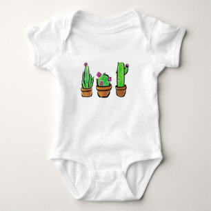Pink flowering Cactus cacti succulents  Baby Bodysuit