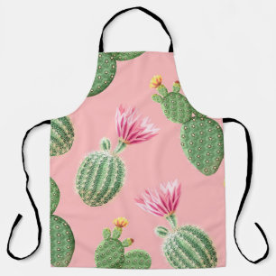 Pink Flowering Cactus Light Background Apron