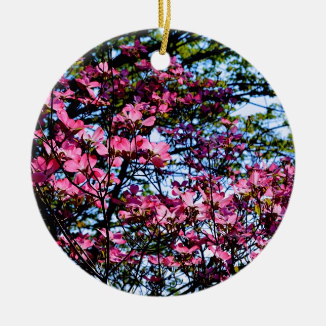 Pink flowering Dogwood tree Ceramic Tree Decoration (Front)