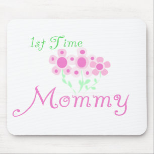 Pink Flowers 1st Time Mummy tshirts and Gifts Mouse Pad