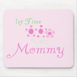 Pink Flowers 1st Time Mummy tshirts and Gifts Mouse Pad