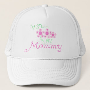 Pink Flowers 1st Time Mummy tshirts and Gifts Trucker Hat