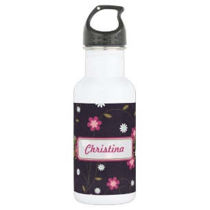 Pink Flowers 32. oz. 532 Ml Water Bottle