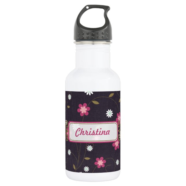 Pink Flowers 32. oz. 532 Ml Water Bottle (Front)