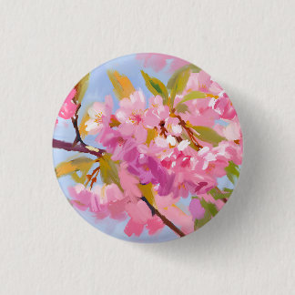 Pink Flowers 3 Cm Round Badge