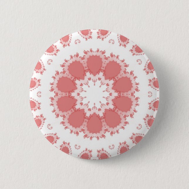 PINK FLOWERS 6 CM ROUND BADGE (Front)