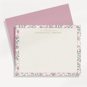 Pink flowers    a note from, flat note card