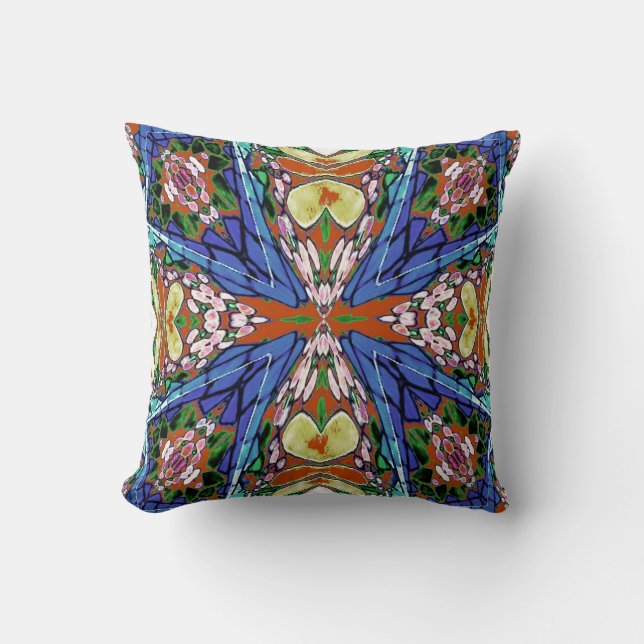 Pink Flowers Abstract American MoJo Pillow (Front)
