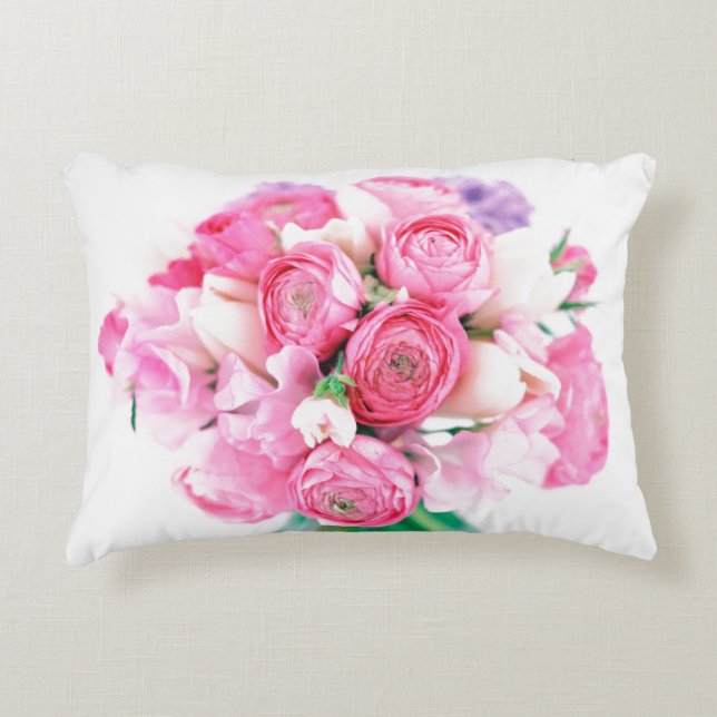 Pink Flowers Accent Pillow (Front)